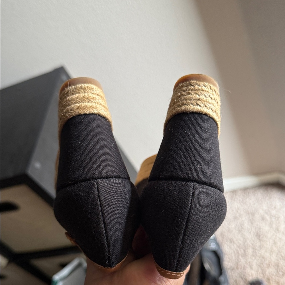 Tory Burch Black and Tan Espadrille Wedges - Picture 9 of 10